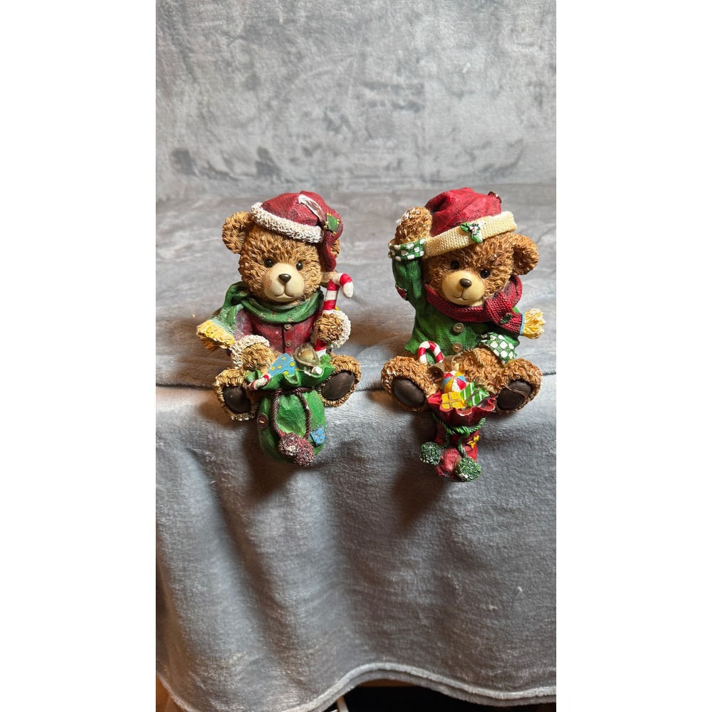 Unbranded Christmas Teddy Bear Shelf Sitters OS Multicolor Good Resin Figurines
